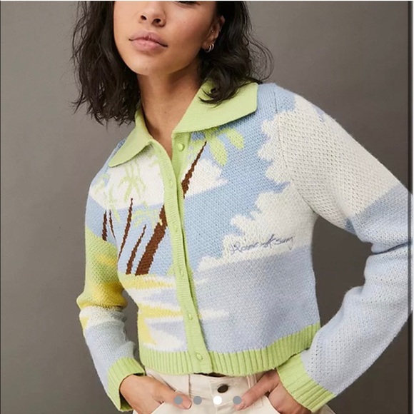 HOUSE OF SUNNY DAYDREAMER CARDIGAN PALM PRINT - Picture 3 of 4